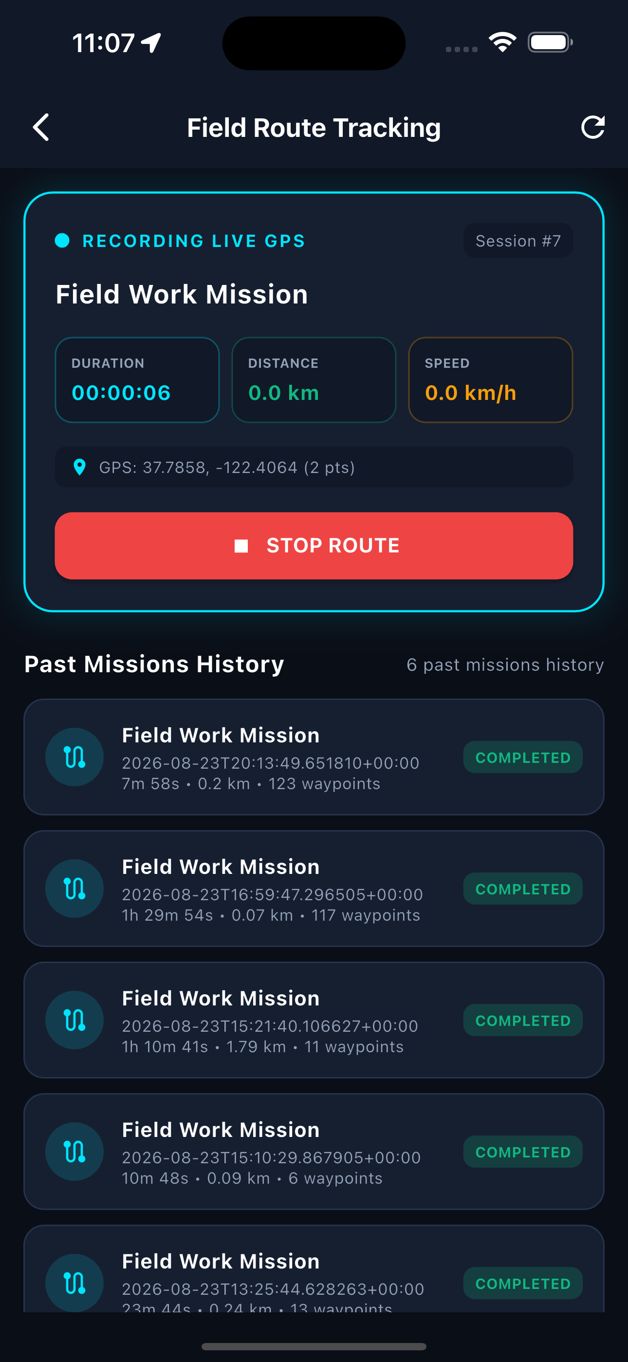 Field Route Recording