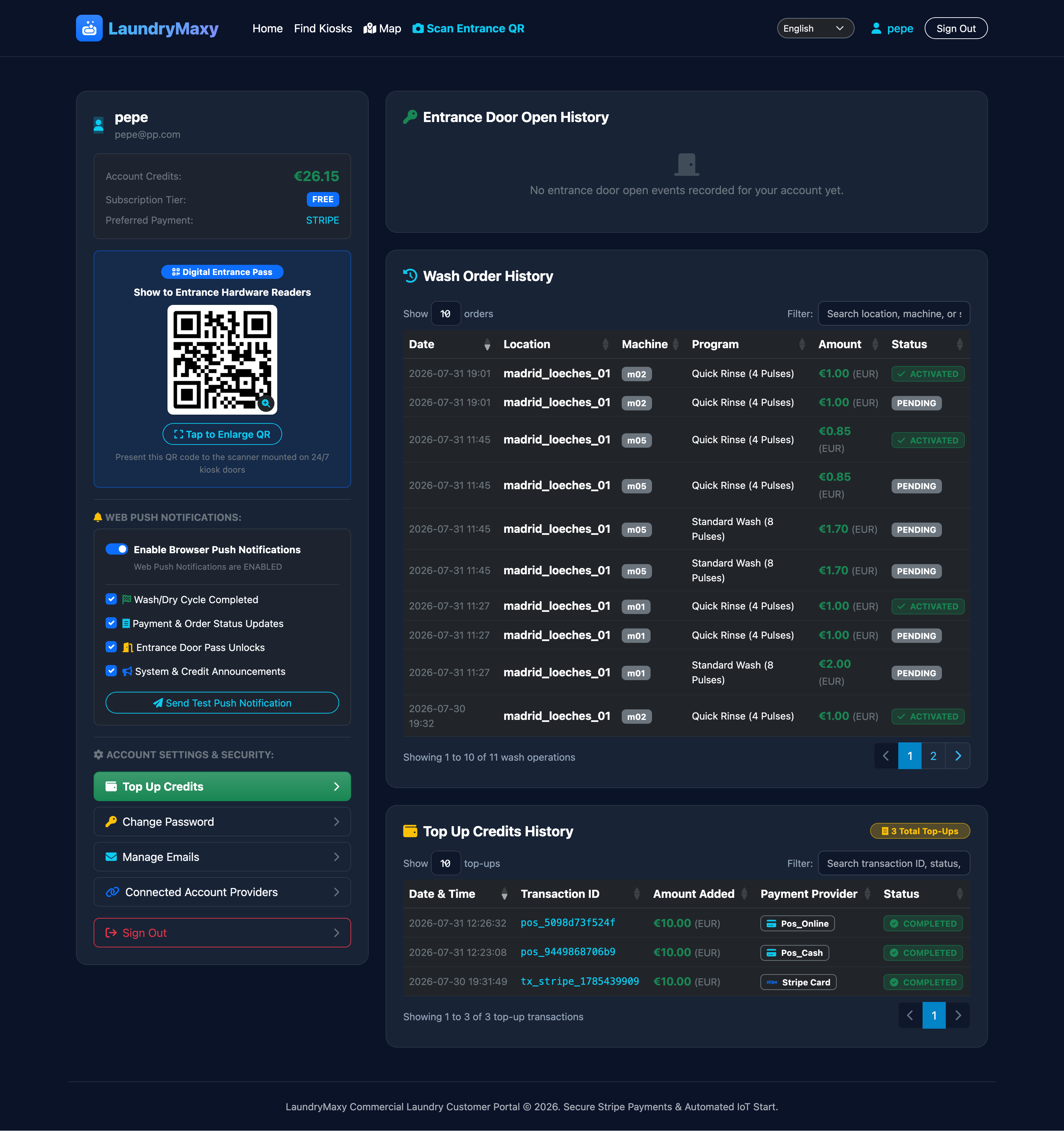 Customer Account & Wallet Details