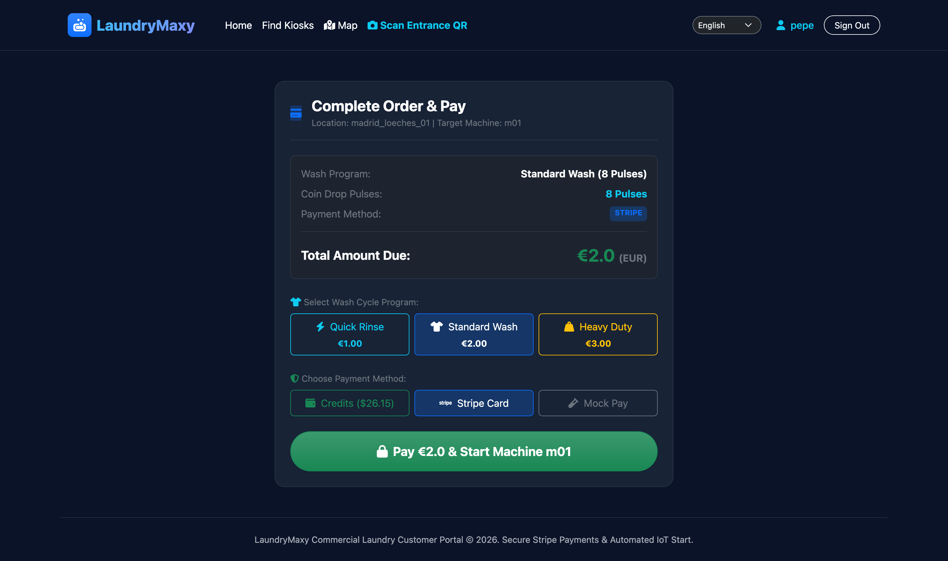 Customer Select Machine & Program