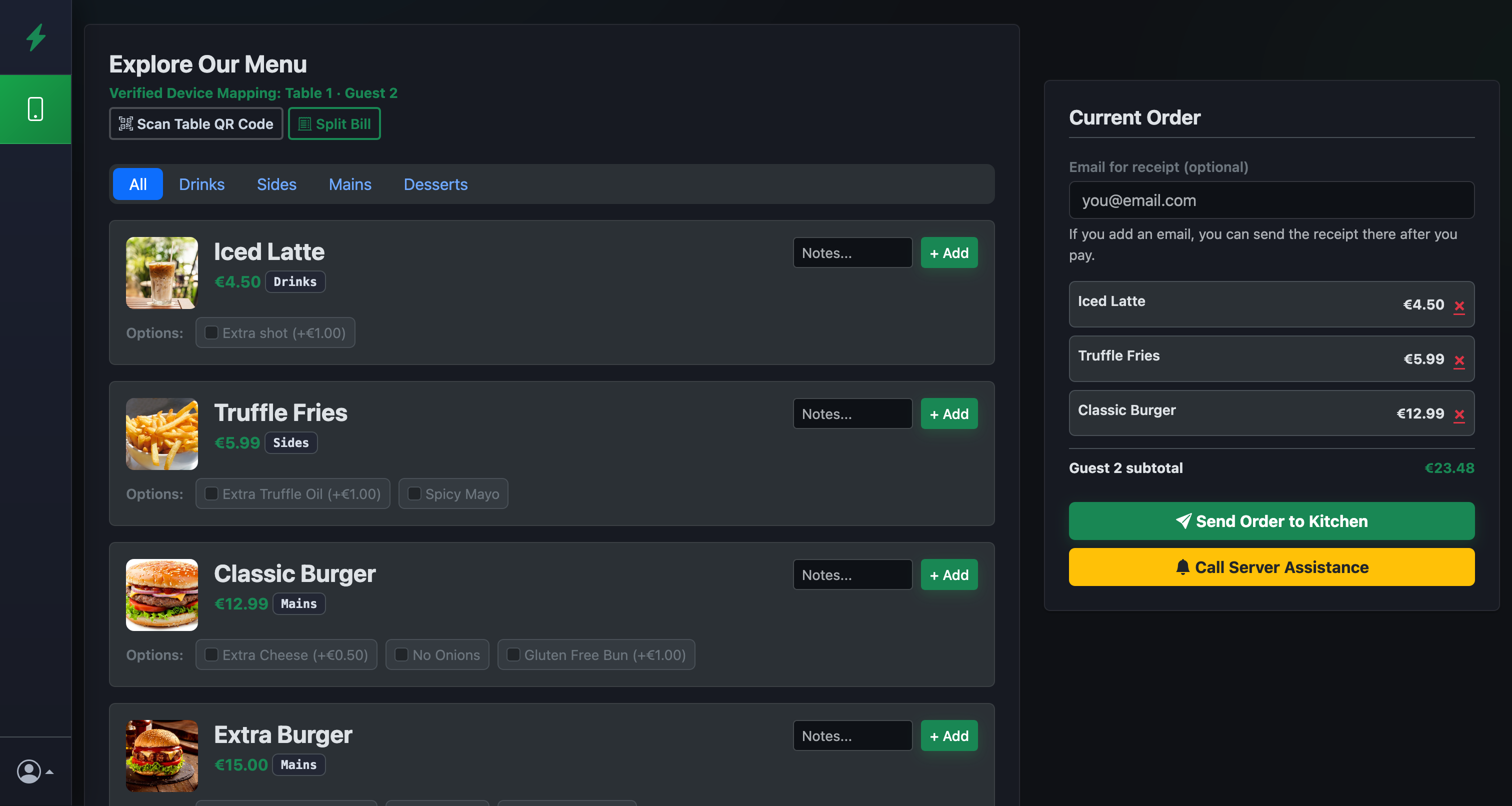 Modifier selection and customization