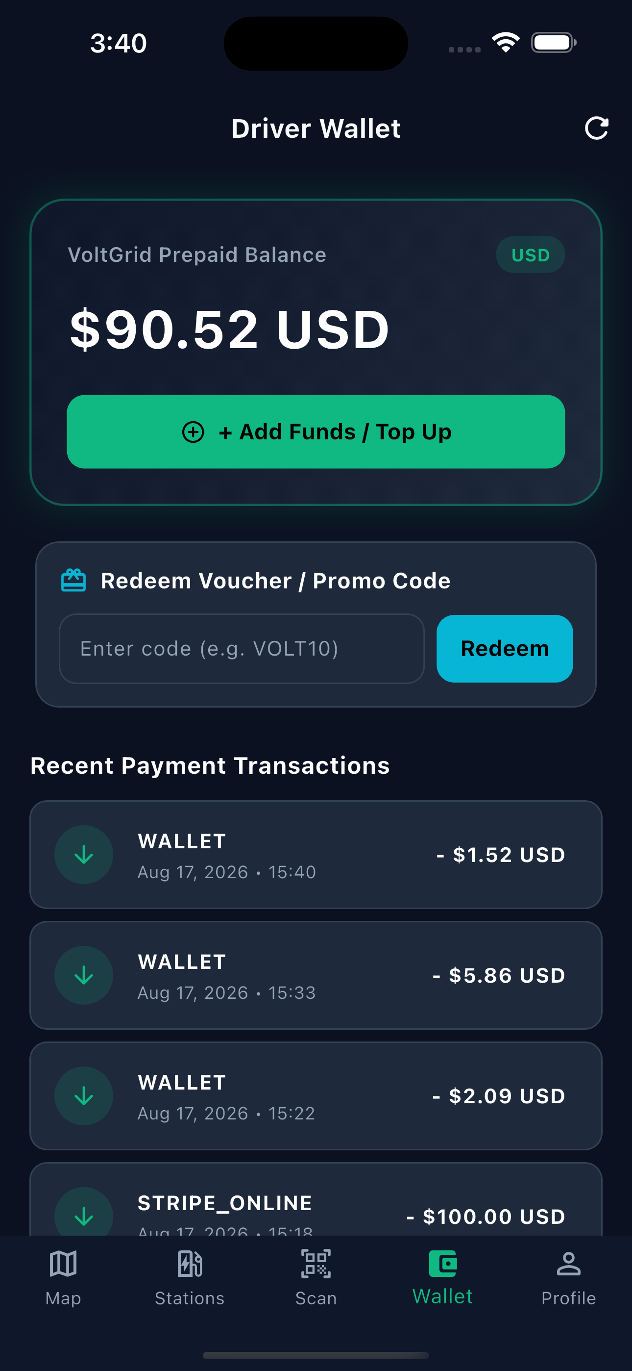 Mobile In-App Wallet