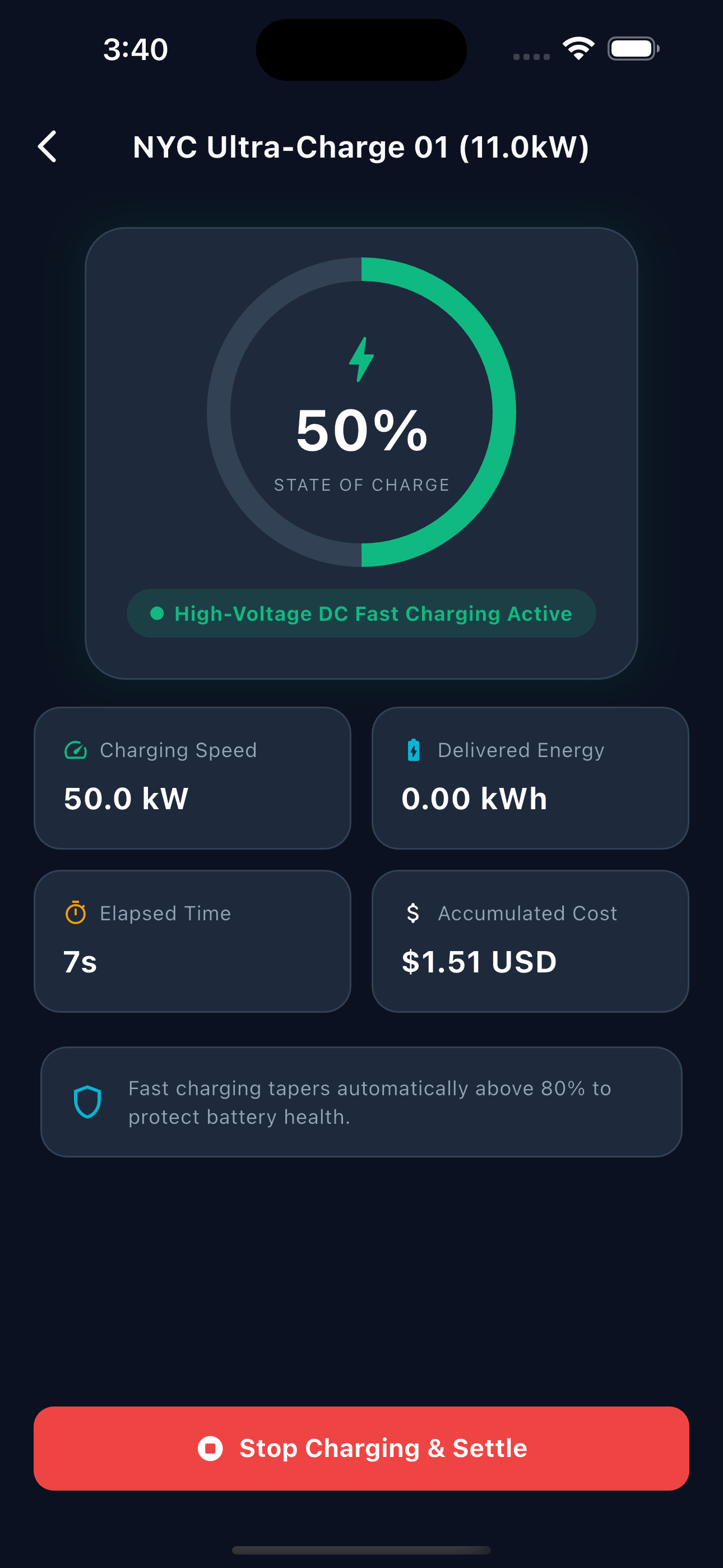 Mobile Live Charging Session