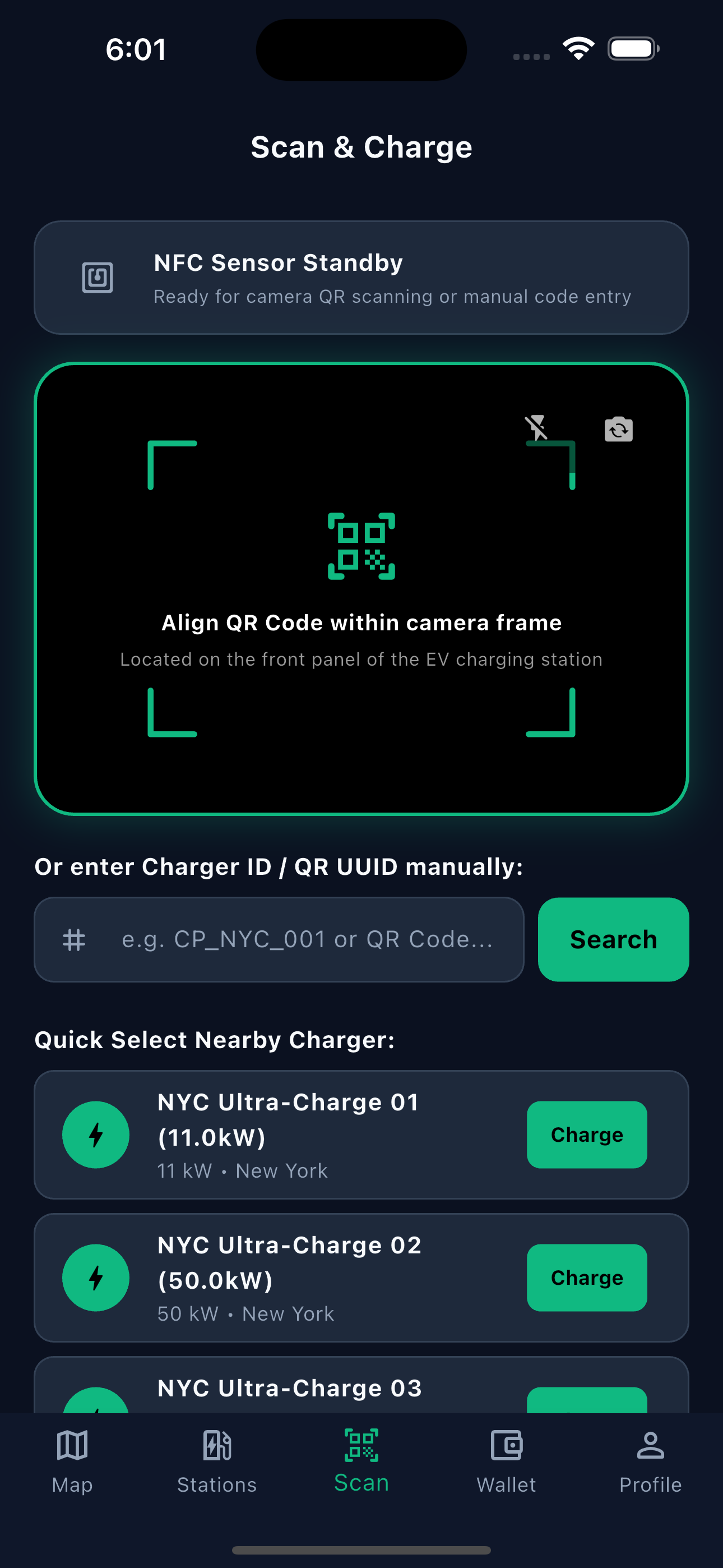 Mobile QR & NFC Scan-to-Charge