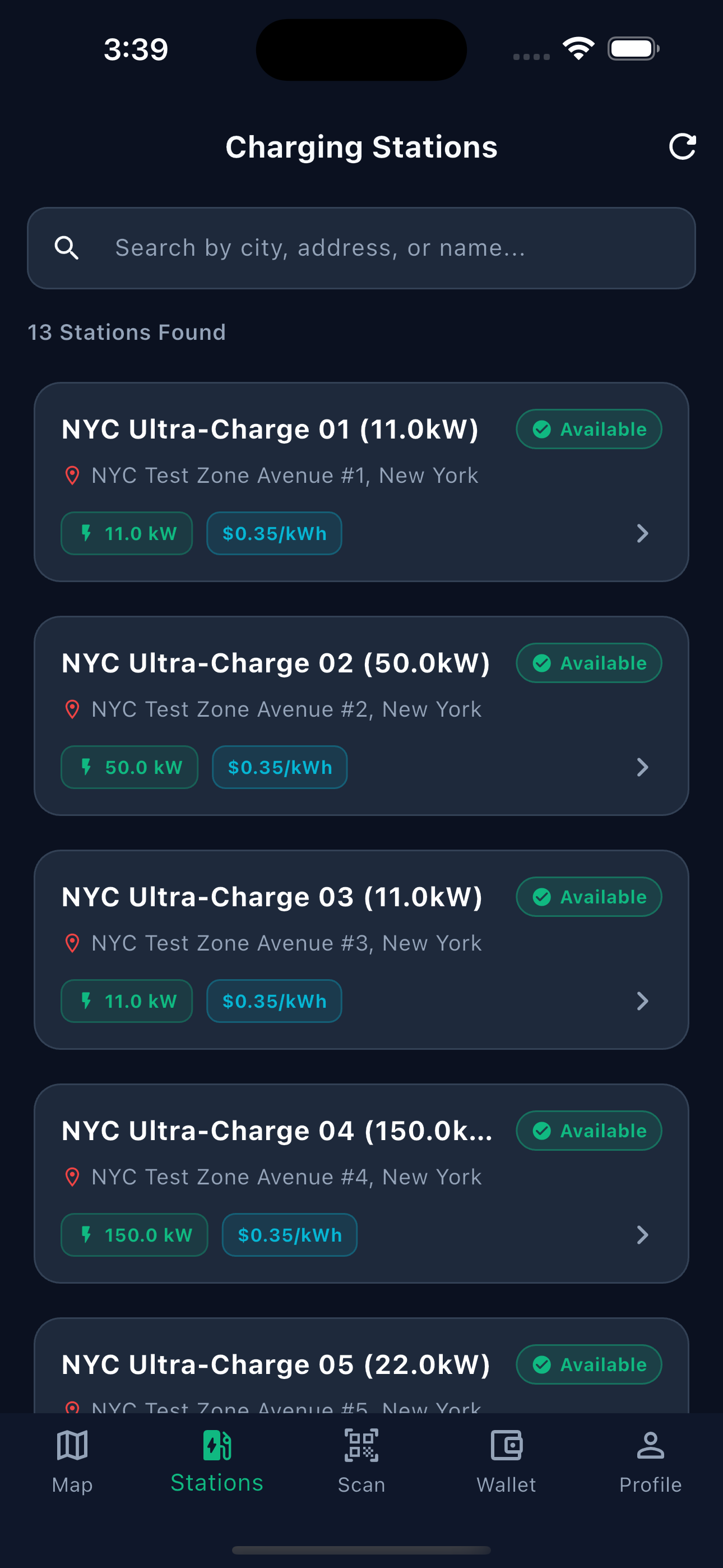 Mobile Nearby Stations List